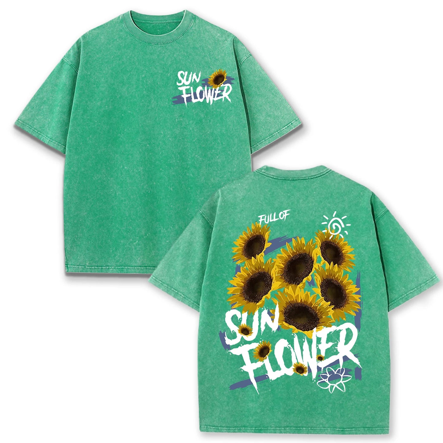 Lift Is Good Beautiful Sunflower Print Washed T Shirts Women Soft Cotton T-Shirt Street Creative Short Sleeve Summer Casual Tops