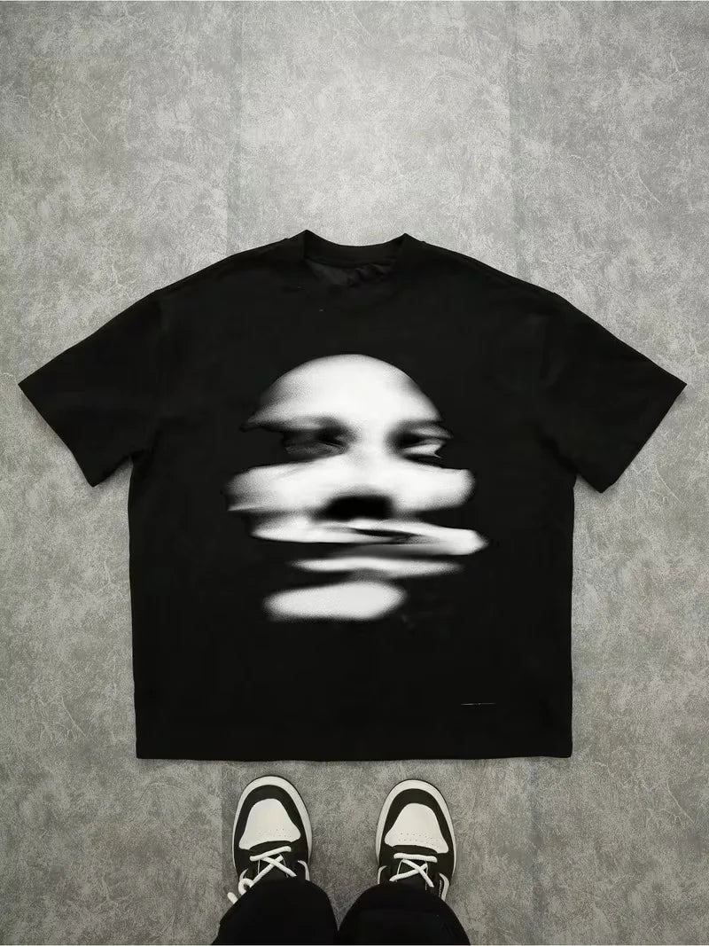 Harajuku Face Graphic T Shirts Y2k Tops Men Women High Street Oversized T Shirt Pro Choice Streetwear Vintage Tee Clothing