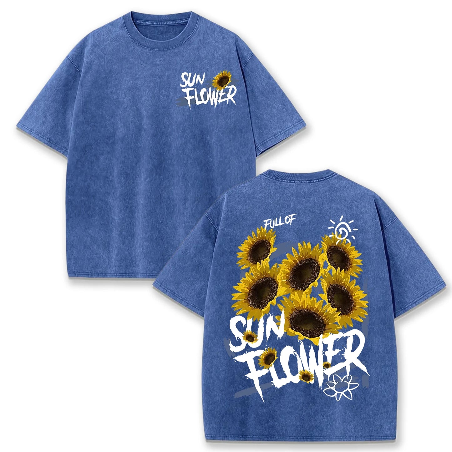 Lift Is Good Beautiful Sunflower Print Washed T Shirts Women Soft Cotton T-Shirt Street Creative Short Sleeve Summer Casual Tops